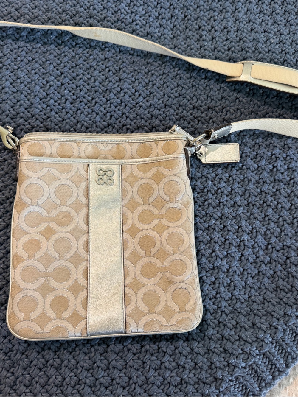 Coach Khaki and Chalk Signature Crossbody Bag
